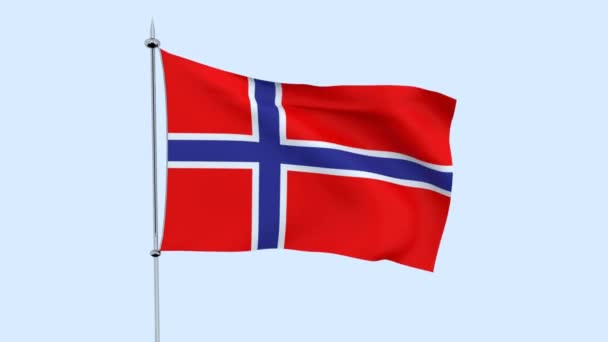 Flagga Landet Svalbard Fladtrar Mot Den Blå Himlen Rendering — Stockvideo