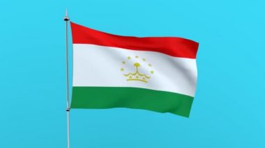 Mavi arka planda ülke Tacikistan bayrağı. 3B işleme