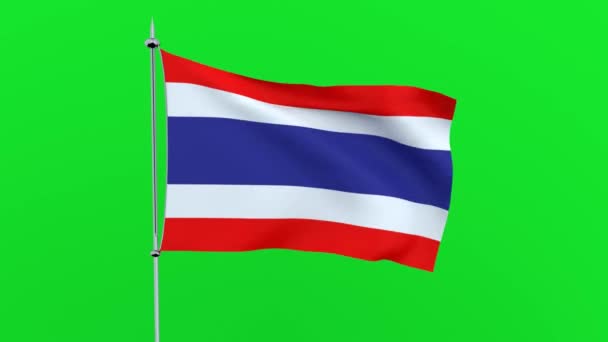 Bandera Del País Tailandia Sobre Fondo Verde Renderizado — Vídeo de stock
