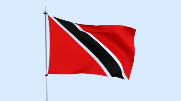 Bandera Del País Trinidad Tobago Ondea Contra Cielo Azul Renderizado — Vídeos de Stock