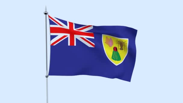 Flag Country Turks Caicos Islands Flutters Blue Sky Rendering — Stock Video