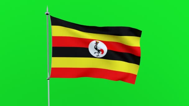 Drapeau Pays Ouganda Sur Fond Vert Rendu — Video