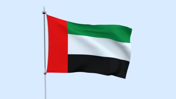 Flag Country United Arab Emirates Flutters Blue Sky Rendering — Stock Video
