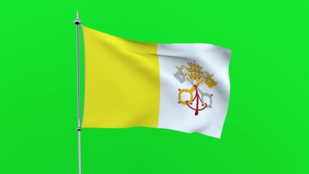 Vlag Van Het Land Vaticaanstad Groene Achtergrond Rendering — Stockvideo