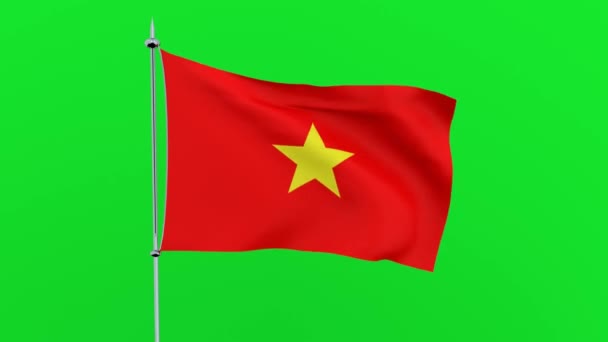 Vlag Van Het Land Vietnam Groene Achtergrond Rendering — Stockvideo