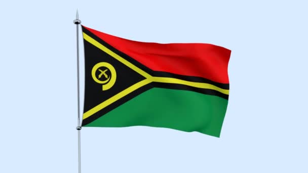 Bandiera Del Paese Vanuatu Sventola Contro Cielo Blu Rendering — Video Stock