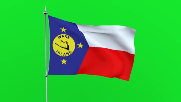 Bendera Negara Pulau Wake Dengan Latar Belakang Hijau Perender — Stok Video