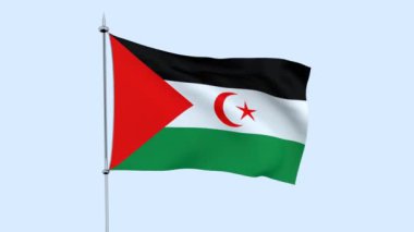 Ülkenin bayrağı Batı Şeria mavi gökyüzüne karşı çırpınıyor. 3d render