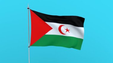 Mavi arka planda ülkenin Batı Şeria bayrağı. 3d render