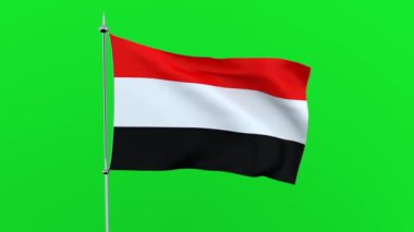 Yeşil arka planda ülkenin Yemen bayrağı. 3d render