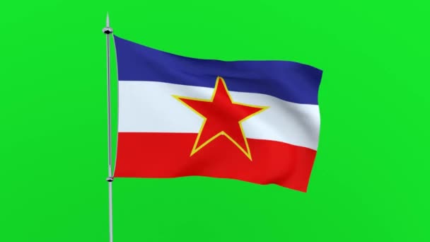 Vlag Van Het Land Joegoslavië Groene Achtergrond Rendering — Stockvideo