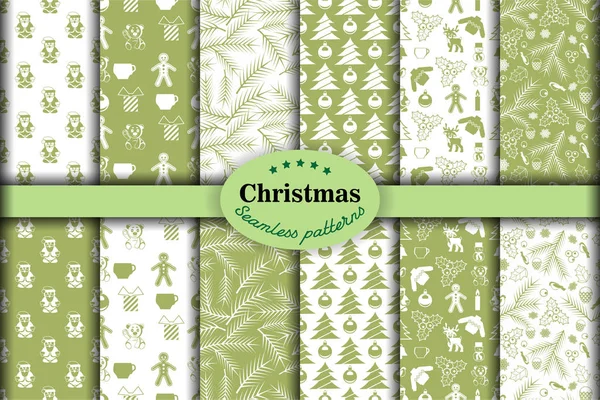 Dikişsiz arka planlar vektör illüstrasyon 21 Noel seti