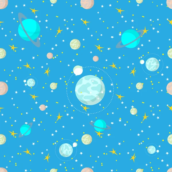 Gezegenler, kuyruklu yıldızlar, constell ile dikişsiz desen yıldızlı gökyüzü ışığı