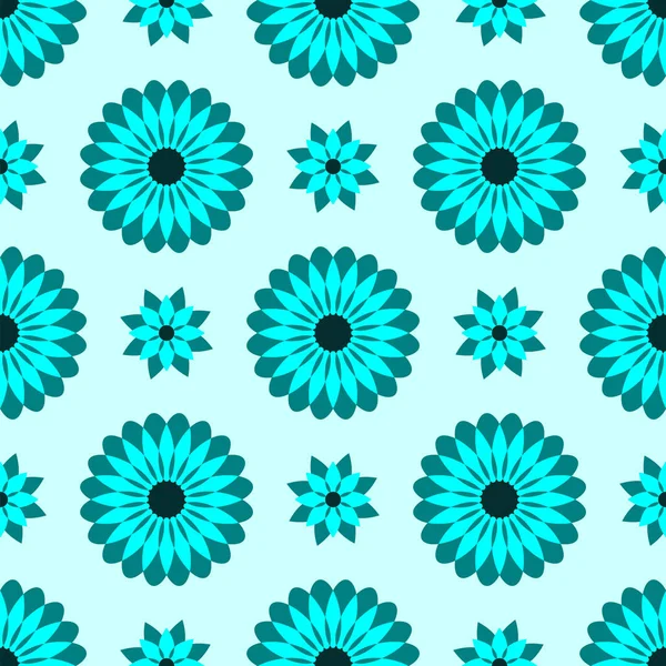 Безшовний фон симетричних квітів у концепції дизайну темно-зелених кольорів для тканини та друкованого паперу — стоковий вектор
