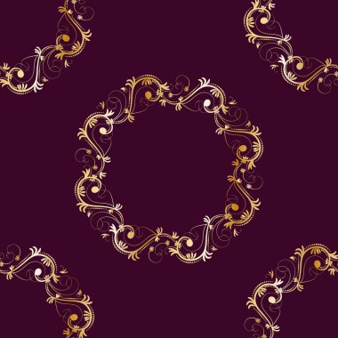 Kahverengi zemin üzerinde kusursuz desenli altın süs Mutlu Noeller ve Mutlu Yeni Yıl vektör imajı 55