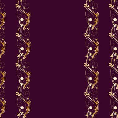 Kahverengi zemin üzerinde kusursuz desenli altın süs Mutlu Noeller ve Mutlu Yeni Yıl vektör görüntüsü 1