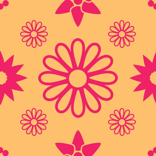 Patrón floral de fondo sin costuras en colores naranja y rojo para tela y papel de impresión. Ilustración vectorial — Archivo Imágenes Vectoriales