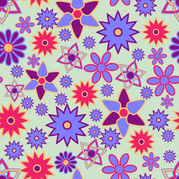 Fundo sem costura, padrão floral em cores brilhantes, tecido e papel de impressão. Ilustração vetorial —  Vetores de Stock
