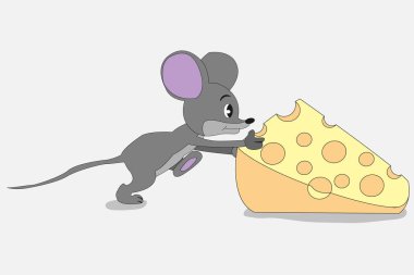 Tasarım için fare ve peynir Yeni Yıl resmi, çocuklar için kreat
