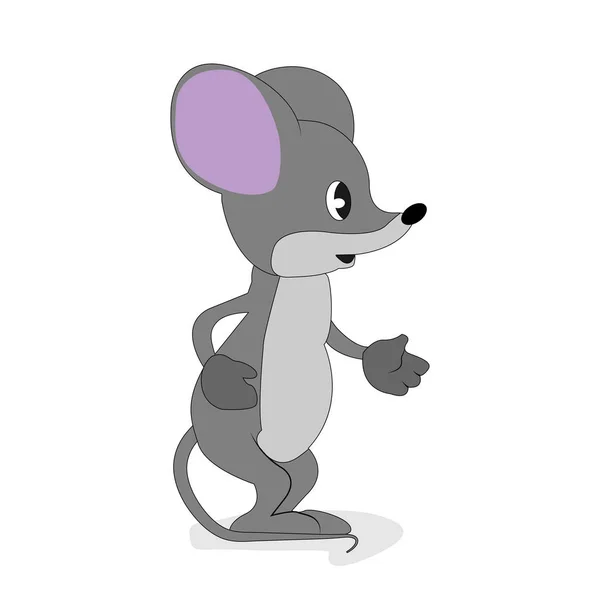 Rato em um fundo branco Cartão postal com um mouse cinza Ano Novo 2020 ilustração vetorial — Vetor de Stock