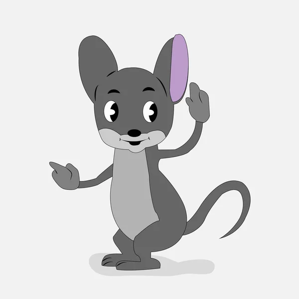 Krysa na bílém pozadí Pohlednice s šedou a zábavnou myší Nový rok 2020 vektorové ilustrace — Stockový vektor
