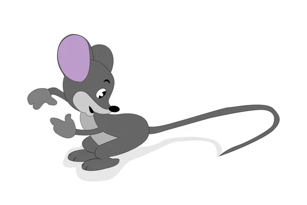 Rat op een witte achtergrond Briefkaart met een vrolijke schattige muis Nieuwjaar vector illustratie — Stockvector