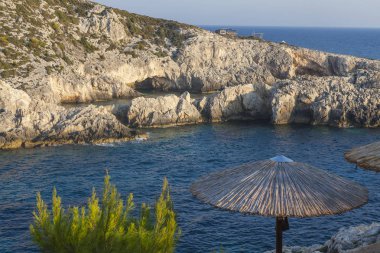 Zakynthos Adası (Yunanistan doğal plaj).