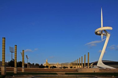 Barselona'daki televizyon kulesinin panoramik görünümü (İspanya)
