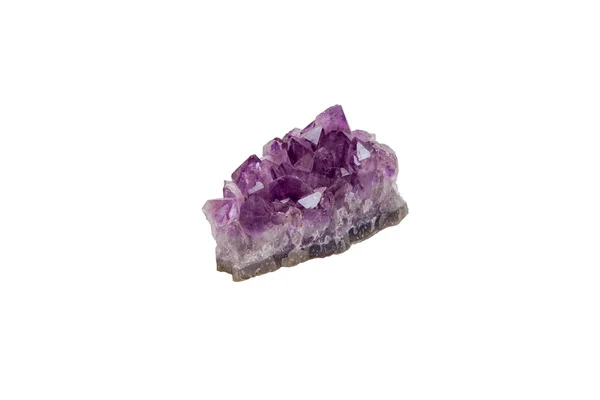 Cristal Natural Cor Violeta Sobre Fundo Isolado Branco — Fotografia de Stock