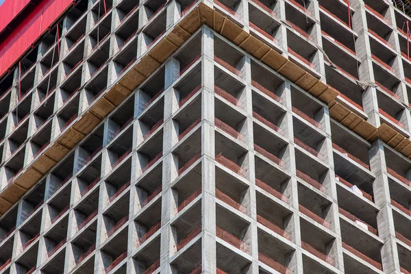 Vários Andares Edifício Construção Com Andaimes — Fotografia de Stock