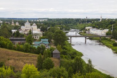 Panoramic view of the city of Torzhok (Russia) from the bell tower of the Boris-Gleb Monastery