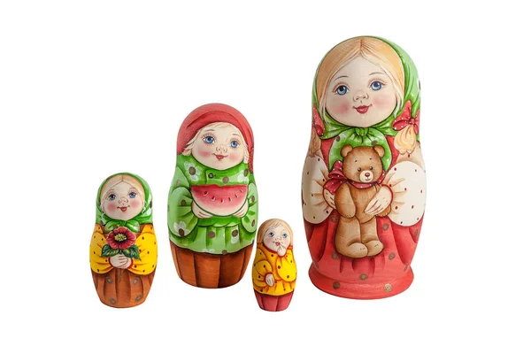 Muñecas Rusas Aisladas Sobre Fondo Blanco —  Fotos de Stock