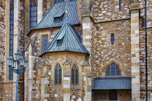 Fragmento Fachada Iglesia Gótica Brno República Checa — Foto de Stock