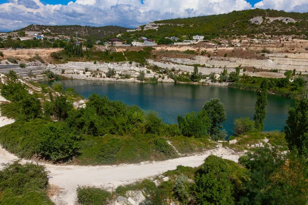 Picturesque artificial lake in the city of Inkerman (Crimea)