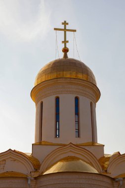 Trinity-Sergius Lavra Trinity Katedrali 'nin merkezi kubbesi (Sergiev Posad, Moskova bölgesi, Rusya)