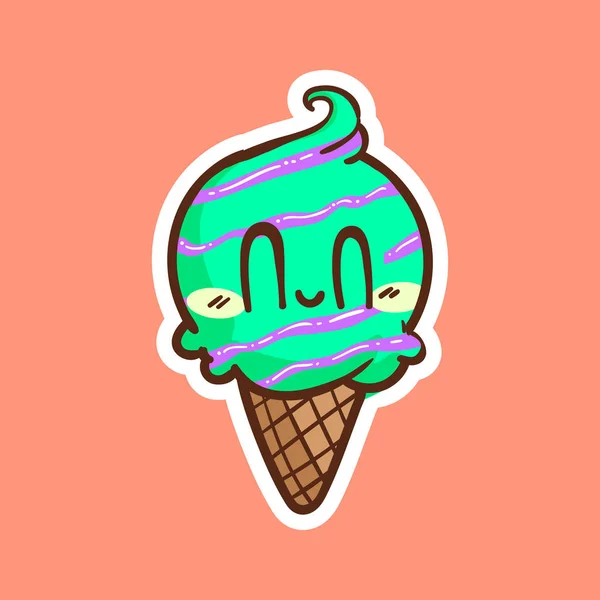 Cute Ice Cream Vector Cartoon — Stock Vector