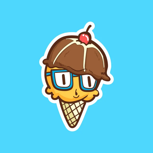 Drăguț Înghețată Vector Desen Animat — Vector de stoc