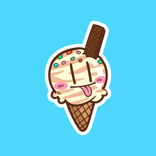 Cute Ice Cream Vector Cartoon — Stock Vector