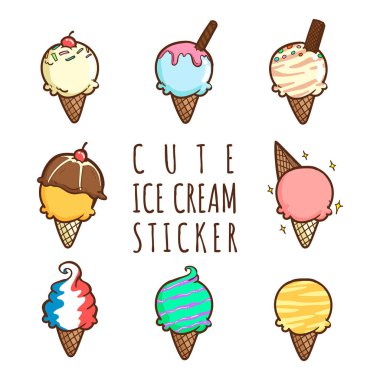 şirin dondurma vektör çizgi film