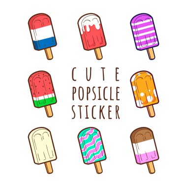 şirin buzlu şeker vektör etiket karikatür koleksiyonu ayarla