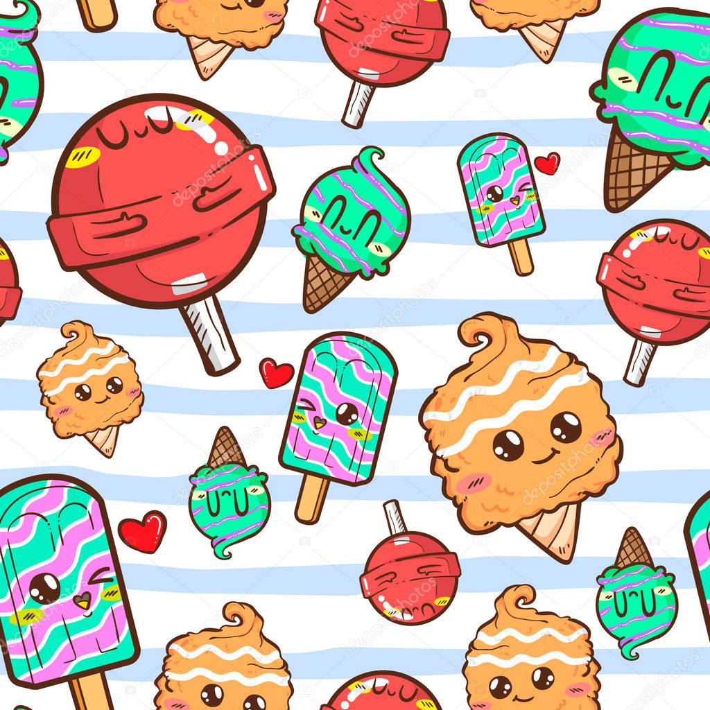 cute ice cream seamless pattern