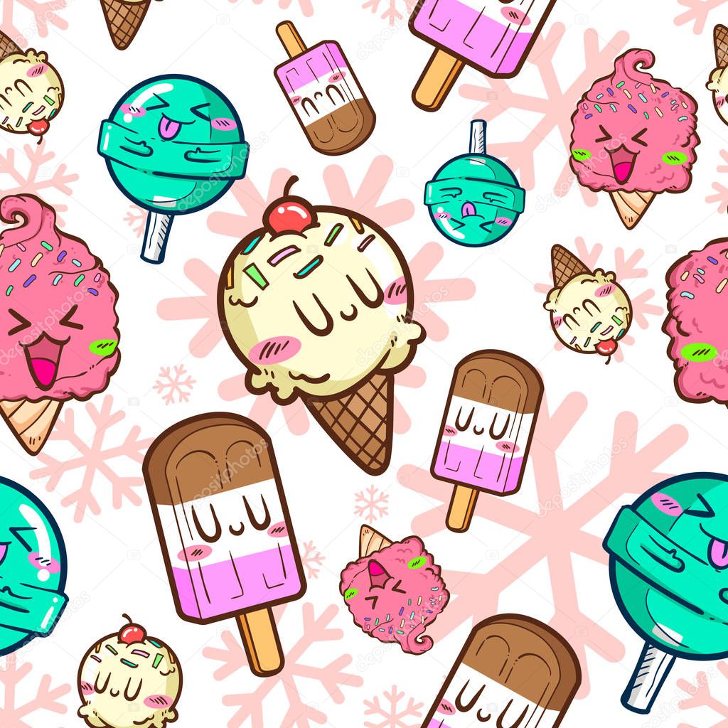 cute ice cream seamless pattern