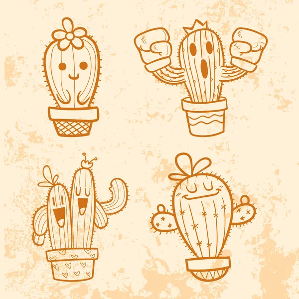 Doodle Cactus Vector Dibujos Animados — Archivo Imágenes Vectoriales