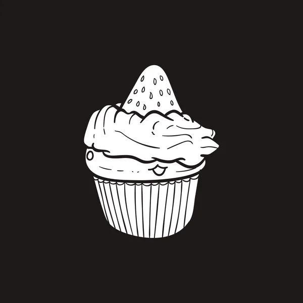 草莓杯蛋糕矢量插画 — 图库矢量图片