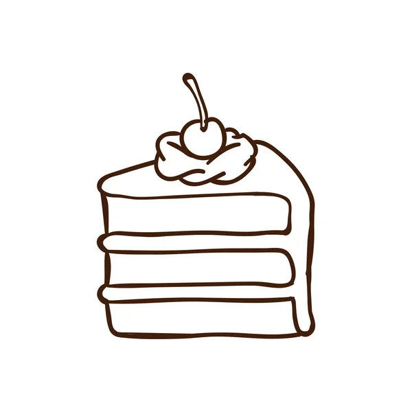 Ilustracja Wektorowa Wiśniowe Ciasto Doodle — Wektor stockowy