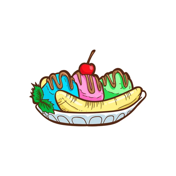 Banana Split Vector Illustration — Stock Vector