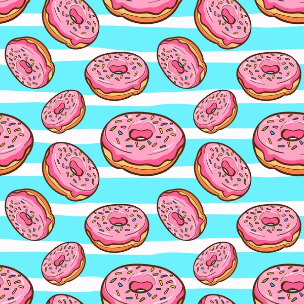 Donuts Sem Costura Padrão Vetor Ilustração —  Vetores de Stock