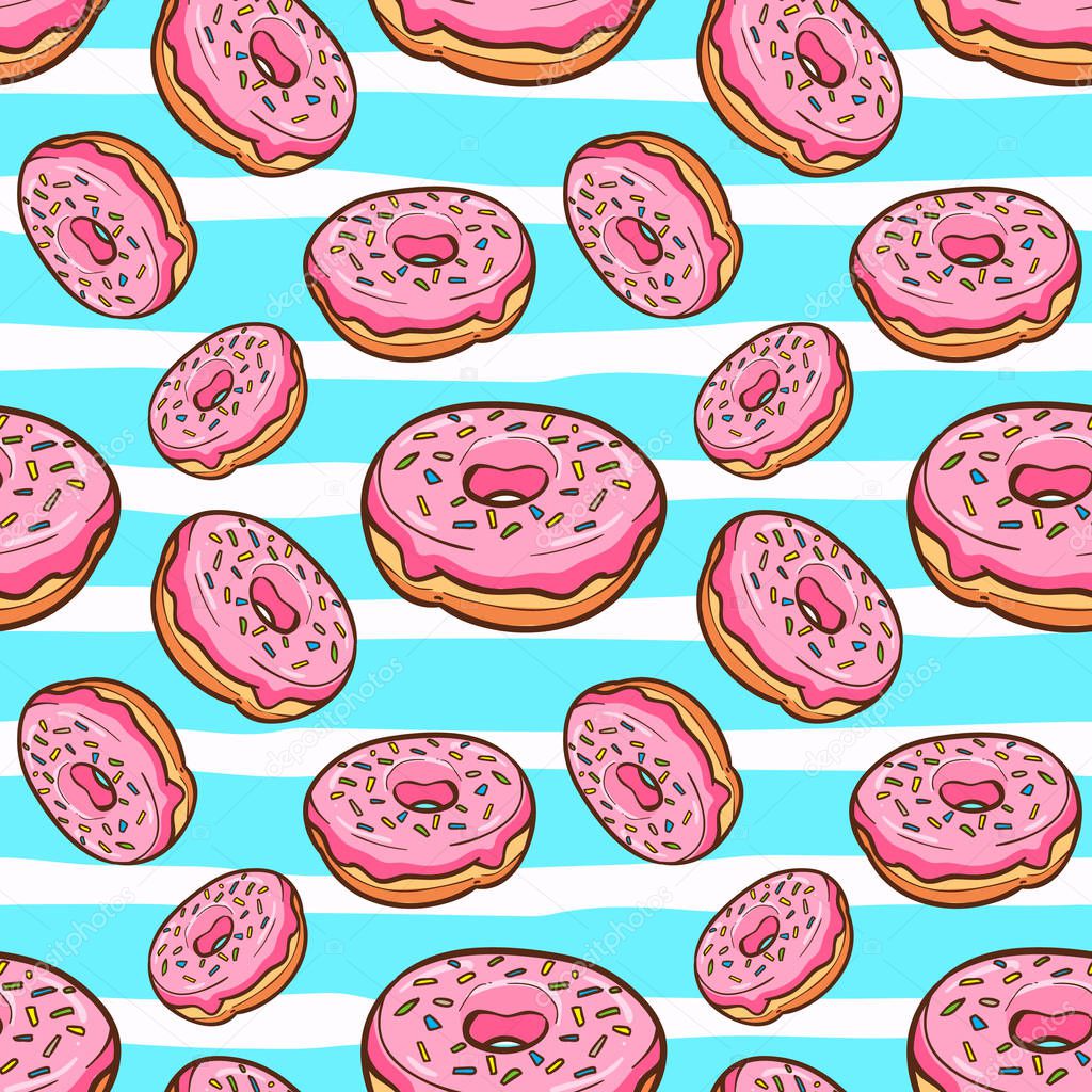 donuts seamless pattern vector illustration