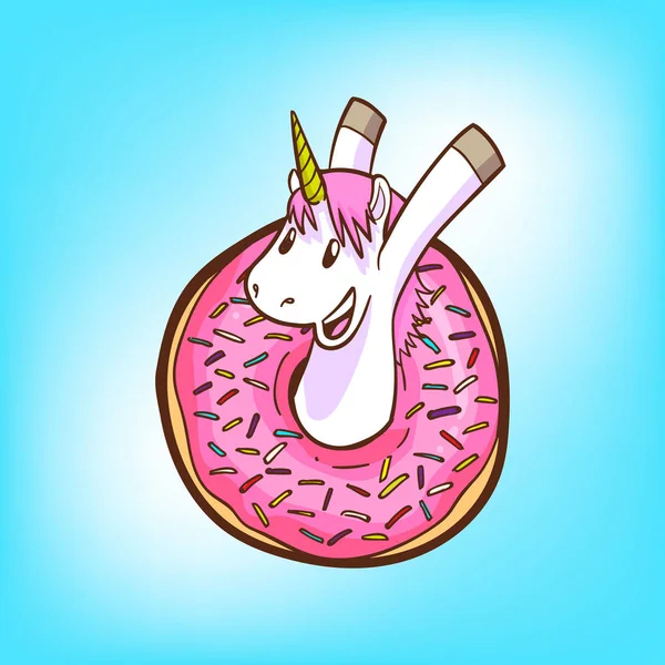 可爱的独角兽和甜甜圈 — 图库矢量图片