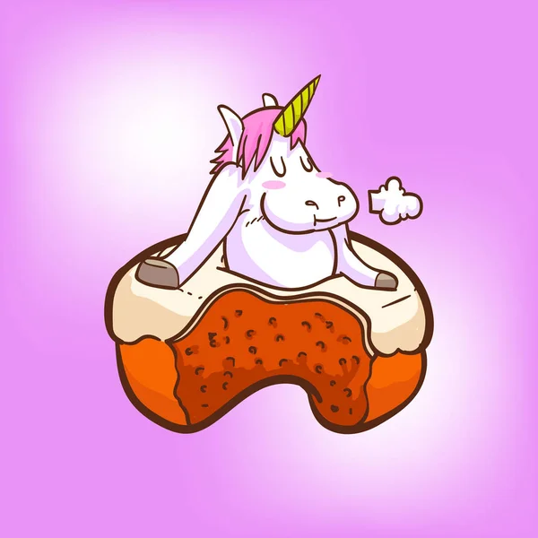 Unicorn Dan Donat Yang Lucu - Stok Vektor